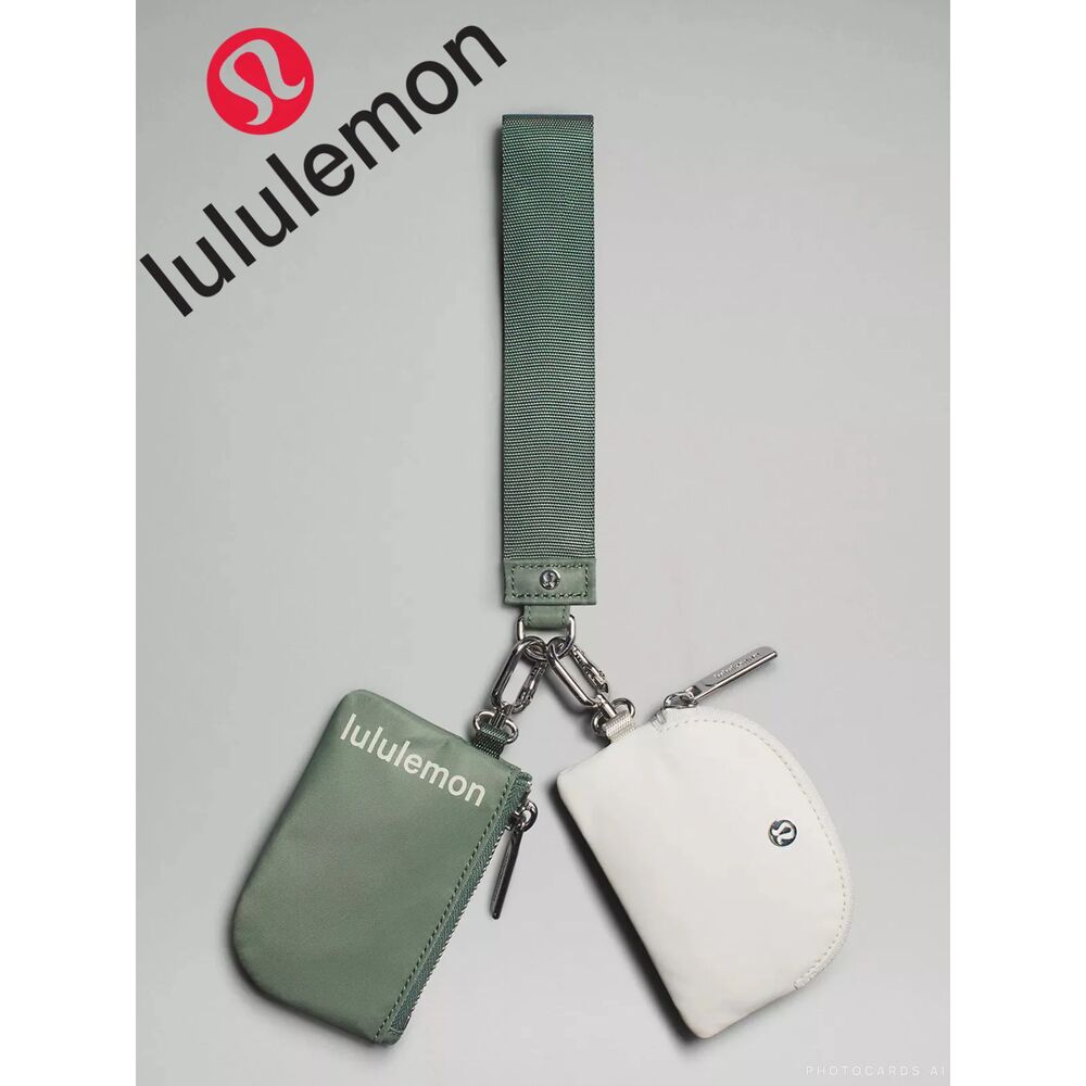 NWOT Lululemon Dual Pouch Wristlet Grey Eucalyptus/Bone